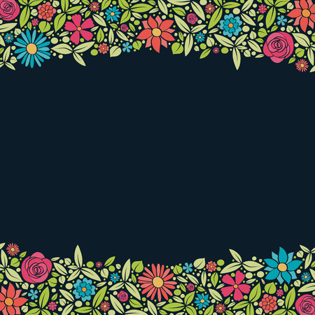 Design of a card with hand drawn flowers vector illustrationのイラスト素材