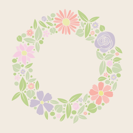 Beautiful pastel coloured background with flowers. Concept of a template of a card with copyspace. Vector.のイラスト素材