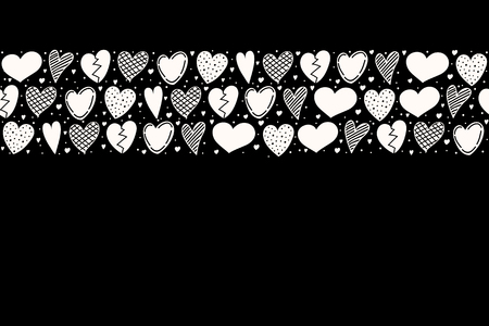 Concept of a card with hand drawn hearts - Mother's Day and Women's Day. Vector.のイラスト素材