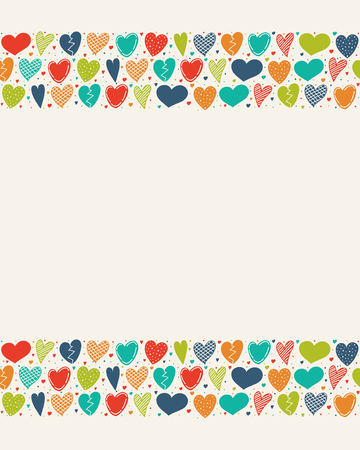 Concept of a card with hand drawn hearts - Mother's Day and Women's Day. Vector.のイラスト素材