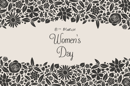 Happy Women's Day - vintage card with cute flowers. Vector.のイラスト素材