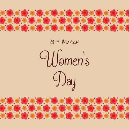 Happy Women's Day - concept of a poster with floral frame. Vector.のイラスト素材