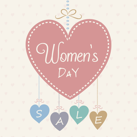 Concept of a banner with cute hearts for Women's Day. Vector.のイラスト素材