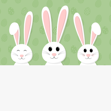 Concept of a poster for Easter with happy rabbit and copy space vector.のイラスト素材