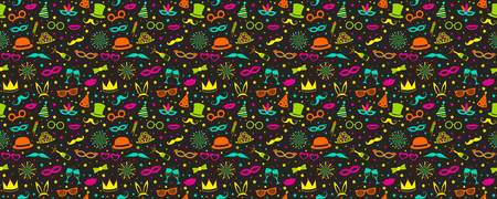 Colourful party and carnival background with funny costumes. Vector.のイラスト素材