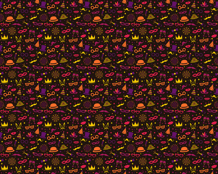 Colourful party and carnival background with funny costumes. Vector.のイラスト素材