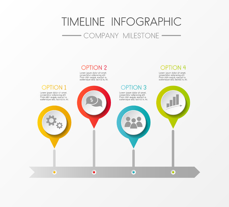 Multicolored company timeline - infographic with options. Vector.のイラスト素材