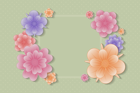 Colorful floral background - template of a card for Women's Day and Mother's Day vector.のイラスト素材