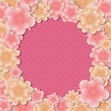 Colorful floral background - template of a card for Women's Day and Mother's Day. Vector.のイラスト素材