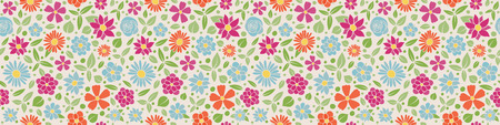 Multicoloured floral banner in retro style - seamless texture. Vector.のイラスト素材