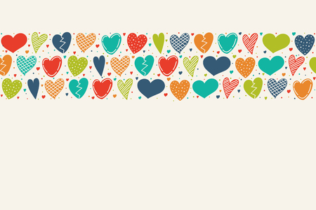 Background with hand drawn hearts - concept of a poster with copyspace. Vector.のイラスト素材
