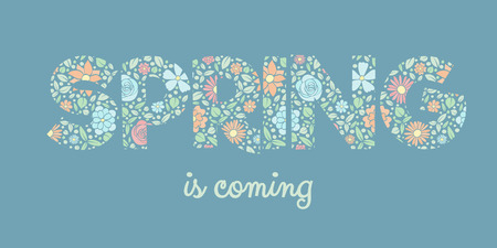 Springtime - cute pastel coloured banner with typography.のイラスト素材