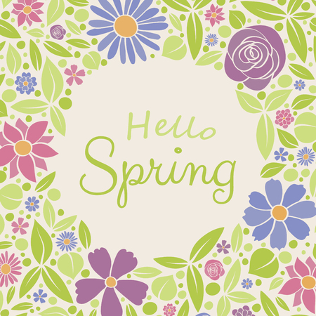 Colourful poster with floral background - Spring time.のイラスト素材