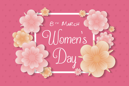 International Women's Day 8th March - concept of a card with flowers. Vector.のイラスト素材
