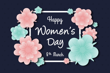 International Women's Day 8th March - concept of a card with flowers.のイラスト素材