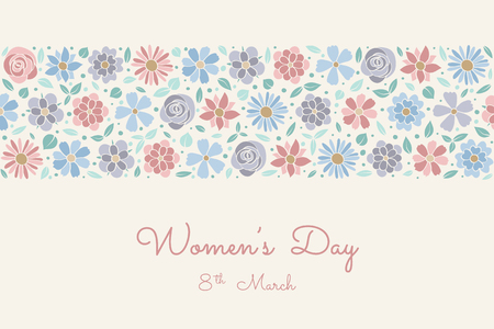 Happy Women's Day - vintage card with cute flowers.のイラスト素材