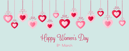 Womane's Day - banner with paper cut hearts. Vector.のイラスト素材