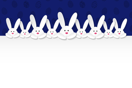 Layout of Easter banner with paper cut bunnies and copyspace. Vector.のイラスト素材