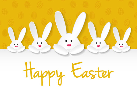 Easter bunny on background with eggs and wishes. Vector.のイラスト素材
