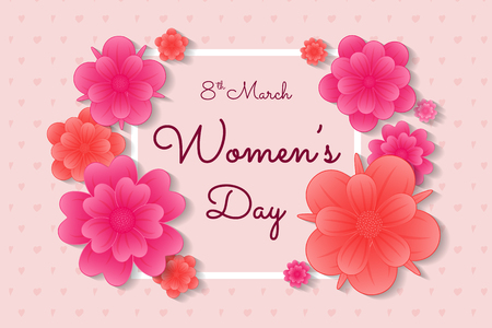 Women's Day - postcard with flowers and wishes. Vector.のイラスト素材