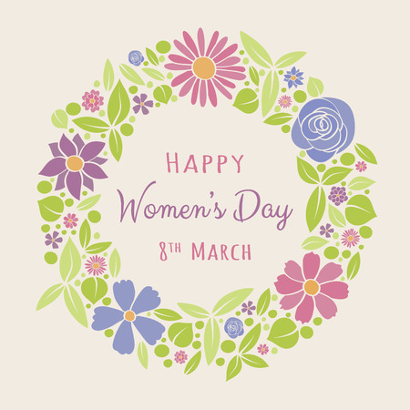 Vintage postcard with pastel colored flowers - Women's Day. Vector.のイラスト素材