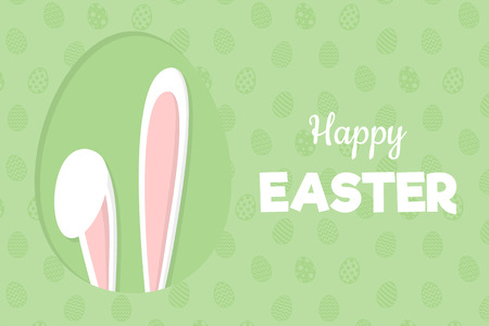 Happy Easter - banner with bunny and greetings. Vector.のイラスト素材