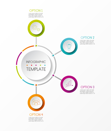 Layout of infographic with colorful icons and specified steps. Vector.のイラスト素材