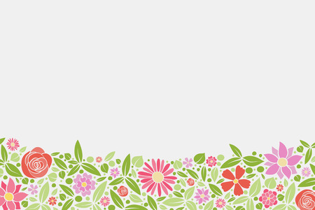 Floral wreath - concept of a spring background with colorful flowers. Vector illustration.のイラスト素材