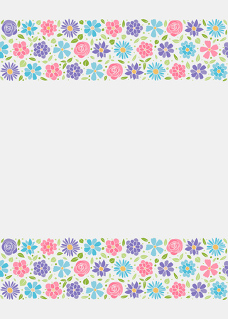 Stylish floral background. Layout of a postcard with hand drawn flowers. Vector illustration.のイラスト素材