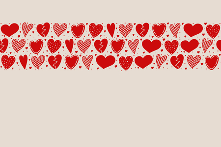 Background with hand drawn hearts. Layout of poster for Mother's Day and Women's Day. Vector.のイラスト素材