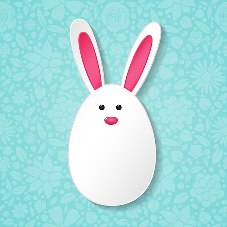 Funny Easter egg with ears - background with copyspace. Vector illustration.のイラスト素材