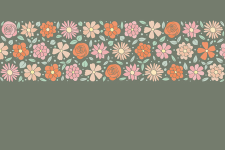 Elegant background with flowers in retro style. Vector illustration.のイラスト素材