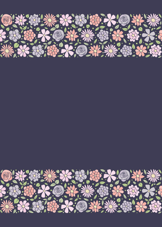 Floral poster with copyspace - design of a background with hand drawn flowers. Vector illustration.のイラスト素材