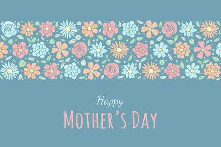 Cute hand drawn poster with wishes for Mother's Day.のイラスト素材