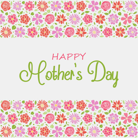 Floral postcard with wishes for Mother's Day. Vector illustration.のイラスト素材