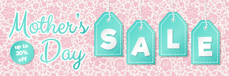 Beautiful panoramic header with floral background for Mother's Day Sale.のイラスト素材