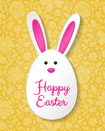 Easter poster with funny bunny with wishes.のイラスト素材