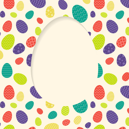 Colorful Easter eggs - layout of a card with copyspace. Vector illustration.のイラスト素材