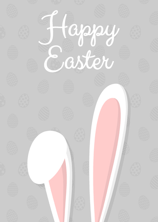Easter bunny on background with eggs and greetings. Concept of a poster vector.のイラスト素材