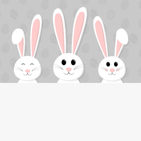Easter cute bunny on background with eggs and copy space vector.のイラスト素材