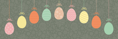 Panoramic header with decorative Easter eggs. Vector.のイラスト素材
