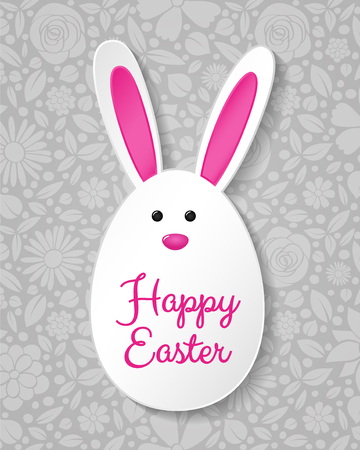 Easter decoration with bunny on floral background. Vector.のイラスト素材