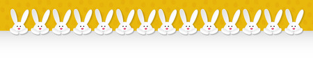 Template of panoramic banner with bunnies and copyspace. Vector.のイラスト素材