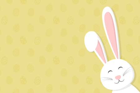 Layout of a card for Easter holiday with happy bunny. Vector.のイラスト素材