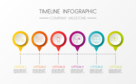 Layout of company milestone - colourful timeline infographic. Vector.のイラスト素材