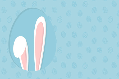 A Background with eggs and white bunny. Concept of Easter banner. Vector.のイラスト素材