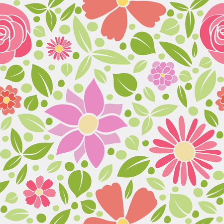 Floral background seamless pattern with hand drawn flowers. Mother's day, Woman's day and Valentine's day vector.のイラスト素材