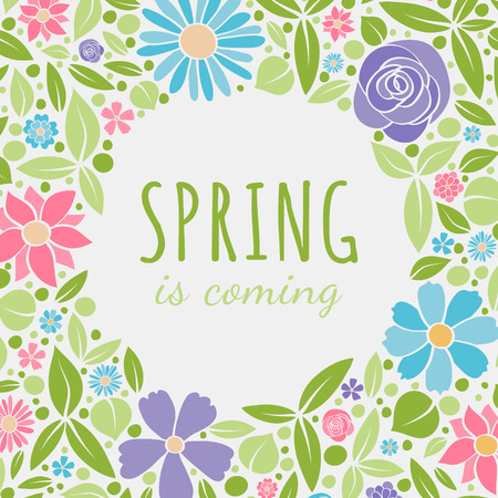 Springtime - pastel colored poster. Vector illustration.のイラスト素材