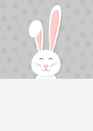 Easter - cute bunny on background with eggs and copy space. Vector illustration.のイラスト素材