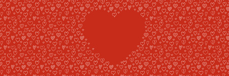 Background with frame made of hand drawn hearts. Template of card for Mother's Day, Women's Day an Valentine's Day. Vector.のイラスト素材